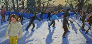Pattinatori sul ghiaccio, Fiera di Natale, Hyde Park, Londra, 2014 da Andrew Macara